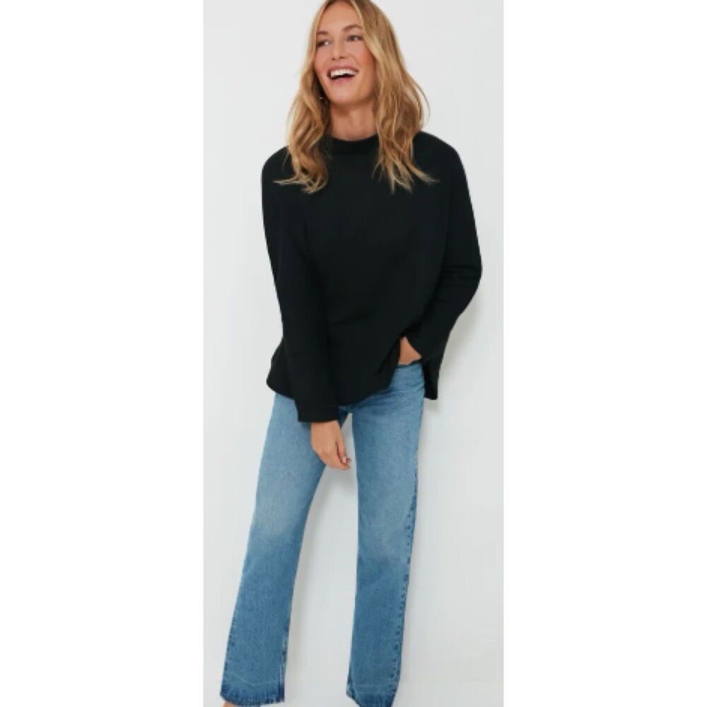 Tuckernuck Womens Size Small Bowie Popover Long‎ Sleeve Top Black